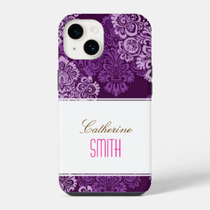 Paarse Damask iPhone 4 Case 14 Hoesje