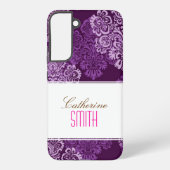 Paarse Damask iPhone 4 Case Samsung Galaxy Hoesje (Achterkant)
