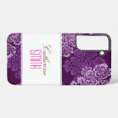 Paarse Damask iPhone 4 Case Samsung Galaxy Hoesje (Achterkant horizontaal)
