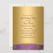 Paarse Damask Jewel Birthday Party 🎉 Uitnodiginge Kaart (Achterkant)