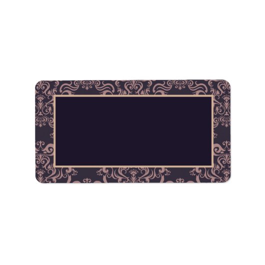 Paarse Damask Kant Bruiloft Mailing Label (Voorkant)