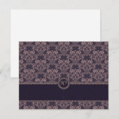 Paarse Damask Kant Bruiloft Plaats Kaart (Voorkant / Achterkant)