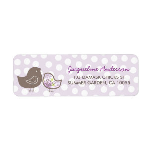 Paarse Damask Kuikens Baby Shower Adreslabels Etiket