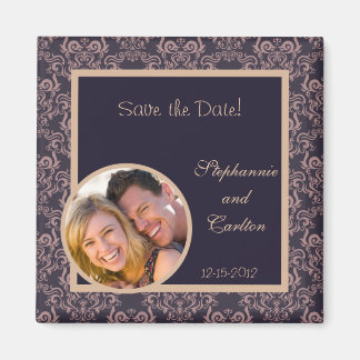 Paarse Damask Lace bruiloft aankondiging magneet