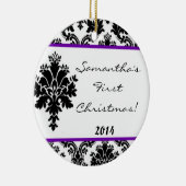 Paarse Damask Lace gepersonaliseerde naam Ornament (Rechts)