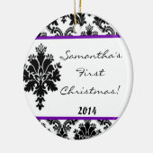 Paarse Damask Lace gepersonaliseerde naam Ornament (Links)