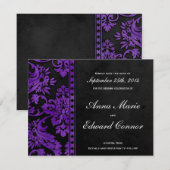Paarse  Damask Lace sparen de Datum Save The Date (Voorkant / Achterkant)