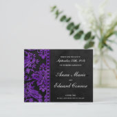 Paarse  Damask Lace sparen de Datum Save The Date (Staand voorkant)