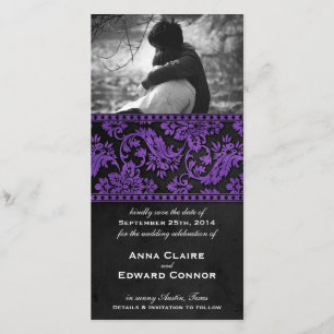 Paarse Damask Lace sparen de Datum Save The Date