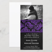 Paarse Damask Lace sparen de Datum Save The Date (Voorkant / Achterkant)