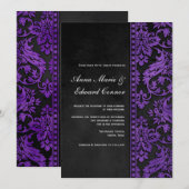 Paarse Damask Lace Wedding Kaart (Voorkant / Achterkant)