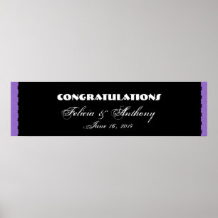 Paarse Damask Lace Wedding of Verloving Banner Poster