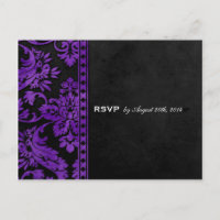 Paarse  Damask Lace Wedding RSVP