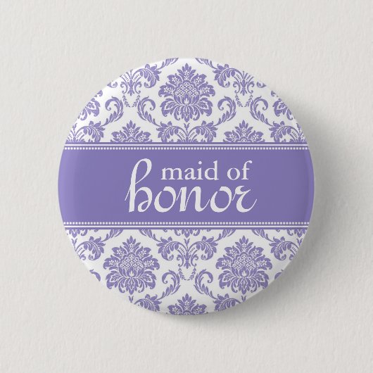 Paarse Damask Maid of Honor Damask Button (Voorkant)