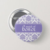 Paarse Damask Maid of Honor Damask Button (Voorkant /achterkant)