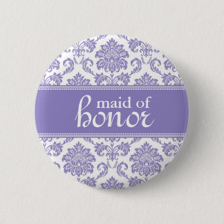 Paarse Damask Maid of Honor Damask Button