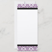 Paarse Damask Monogram bruiloft Kaart (Achterkant)