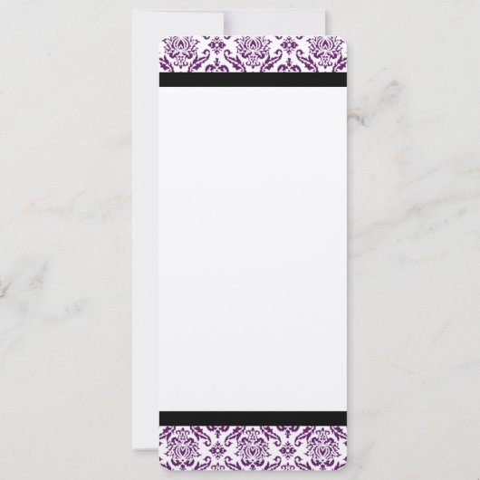 Paarse Damask Monogram bruiloft Kaart (Achterkant)