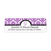 Paarse Damask Monogram G Wedding Mailing Labels (Voorkant)