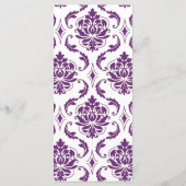 Paarse Damask Monogram Wedding Menu Kaarten (Achterkant)