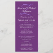 Paarse Damask Monogram Wedding Menu Kaarten (Voorkant)