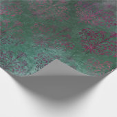 Paarse Damask op groene achtergrond Cadeaupapier (Hoek)