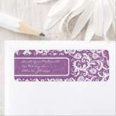 Paarse Damask op Plum Retouradres Etiket (Insitu)