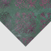 Paarse Damask op versgroene achtergrond ontkoppeli Tissuepapier (Detail)