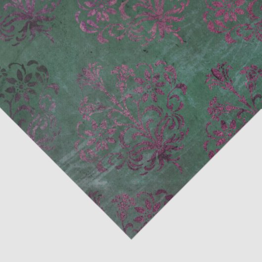 Paarse Damask op versgroene achtergrond ontkoppeli Tissuepapier (Detail)