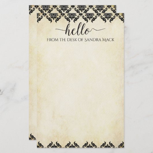 Paarse Damask op warmgrijs 100% gerecycled papier (Voorkant / Achterkant)