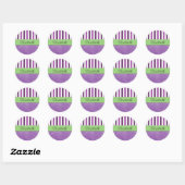 Paarse Damask, Paarse Stripes, Striped, Jouw naam Ronde Sticker (Vel)