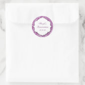Paarse Damask Party Favor Sticker (Tas)