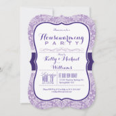 Paarse Damask Pattern; Elegant housewarming party Kaart (Voorkant)