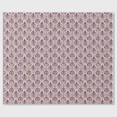 Paarse Damask Pattern op Beige Achtergrond Cadeaupapier (Vlak)