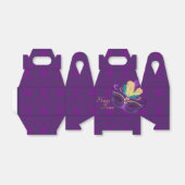 Paarse Damask Purim Mask Party Bedankdoosjes (Uitgevouwen)