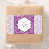 Paarse Damask Quinceañera Waterfles of Favor Etiket (Insitu)