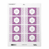 Paarse Damask Quinceañera Waterfles of Favor Etiket (Full Sheet)