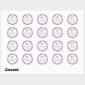 Paarse Damask Rond Terugkeeradresetiket Ronde Sticker (Vel)