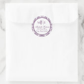 Paarse Damask Rond Terugkeeradresetiket Ronde Sticker (Tas)