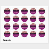 Paarse Damask Ronde Sticker (Vel)