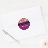 Paarse Damask Ronde Sticker (Envelop)