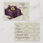Paarse Damask Roos Zakelijke Cadeaubon Kaarten Kortingskaartje (Voorkant / Achterkant)