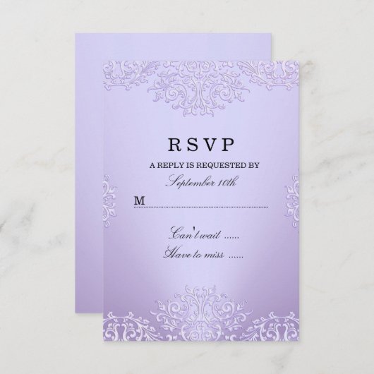 Paarse Damask RSVP (Voorkant / Achterkant)