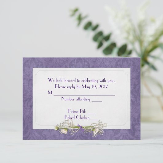 Paarse Damask RSVP (Staand voorkant)