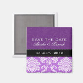 Paarse Damask sparen de Datum Magnet (Voorkant / Achterkant)
