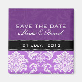 Paarse Damask sparen de Datum Magnet (Voorkant)