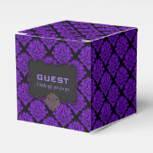 Paarse Damask-Square Party Favor Box Bedankdoosjes (Voorkant Zijde)