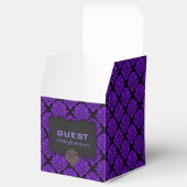 Paarse Damask-Square Party Favor Box Bedankdoosjes (Geopend)