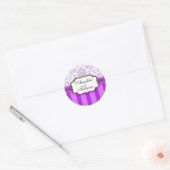 Paarse Damask Stripe Wedding Sticker (Envelop)