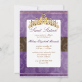 Paarse Damask Sweet 16/ tiara/amethyst uitnodiging (Achterkant)